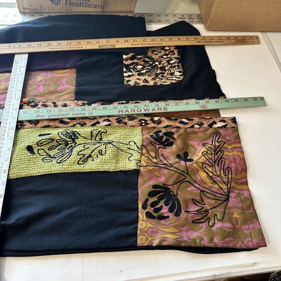 Alex Kim Womens Cardigan Sweater Jacket Patchwork Animal Print Art to Wear Large - Picture 4 of 15